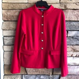 Tommy Hilfiger Ruby Red Soft Gold Button Blazer Jacket NWT 10